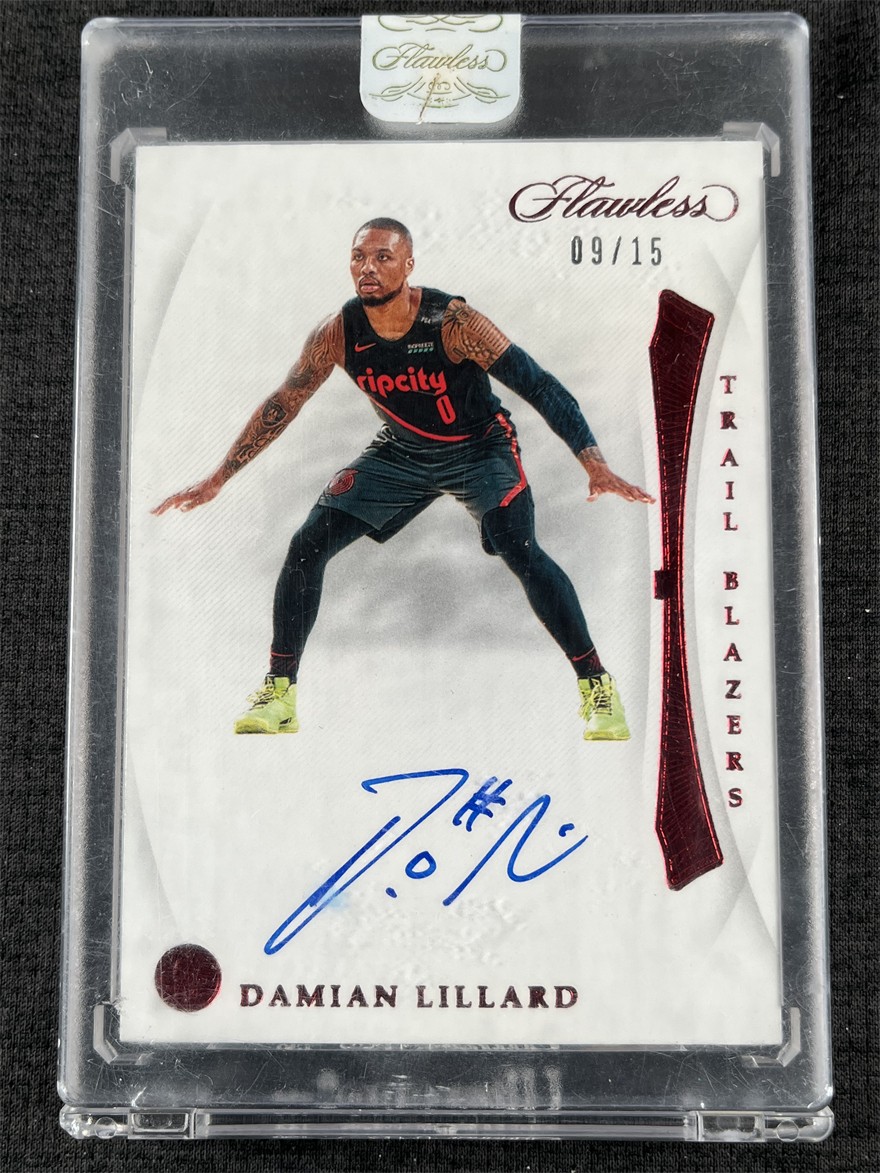 2018-19 Panini Flawless Basketball Damian Lillard Ruby Auto /15 #VR-DLL