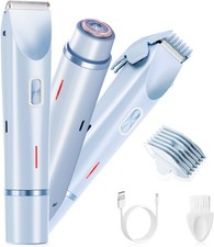 Electric Bikini Trimmer for Women, 2-in-1 Waterproof Painless Hair Blue
