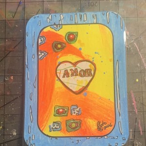 I love you series Original Mixed Media ACEO by Jocabed Soto Art 