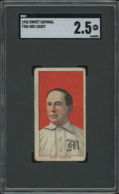 1909 T206 DOC CASEY GOOD+ SWEET CAPORAL 350 BACK ML SGC 2.5 MONTREAL ROYALS