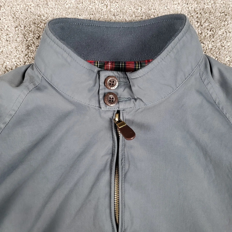 Orvis Jacket Mens Medium Gray Bomber Harrington Tartan Plaid Lined Full Zip - Image 4 of 4