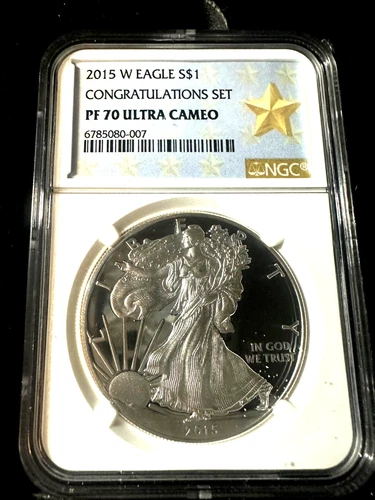 2015 W Silver Eagle $1 Congratulations Set NGC PF70 Ultra Cameo Gold Star Label