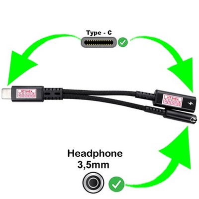 Black Aux Y Adapter Splitter Kopfhörer Ladekabel Stecker für Samsung USB Type C