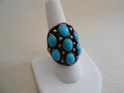 Vintage Southwest Signed Sterling Silver Large Turquoise Ring signed WG  4901313