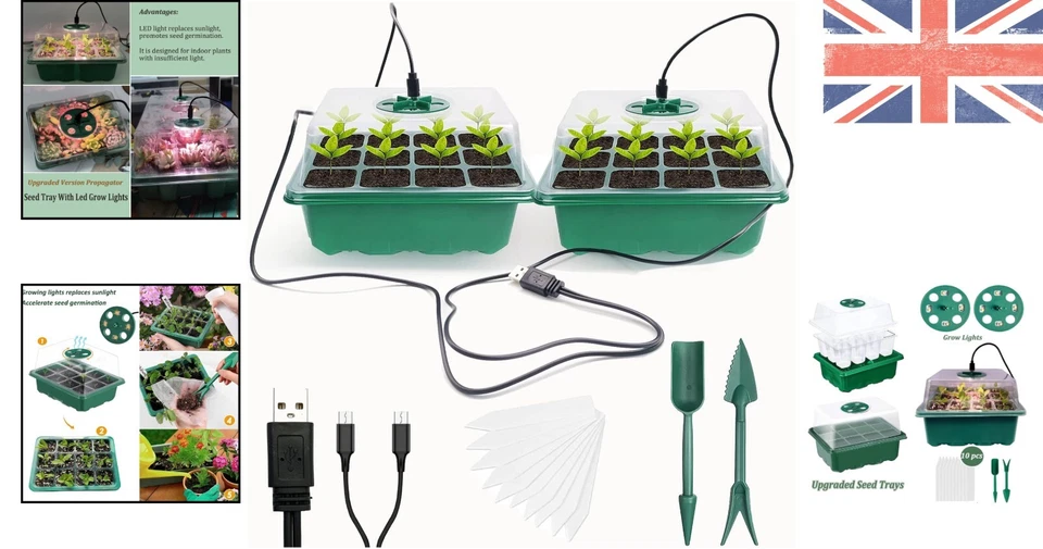 Electric Seed Tray Propagator Unit with Lights and Lids for Seed Germination - Image 2 of 4