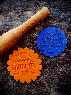 Halloween Happy Pumpkin Fledermaus Ausstecher Präger Fondant Glasur 3D Druck 6cm