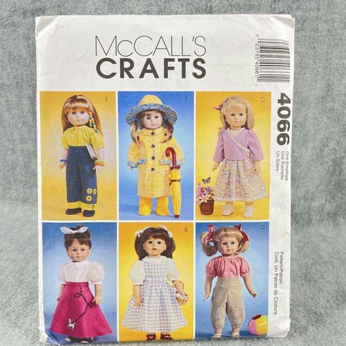 McCalls 4066 Doll Clothes Shirt Skirt Dress Pants Raincoat for 18" Dolls Pattern - Picture 1 of 2
