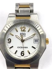ESQ Oceania watch Swiss mens Date Quartz 2 Tone new battery warranty on movement
