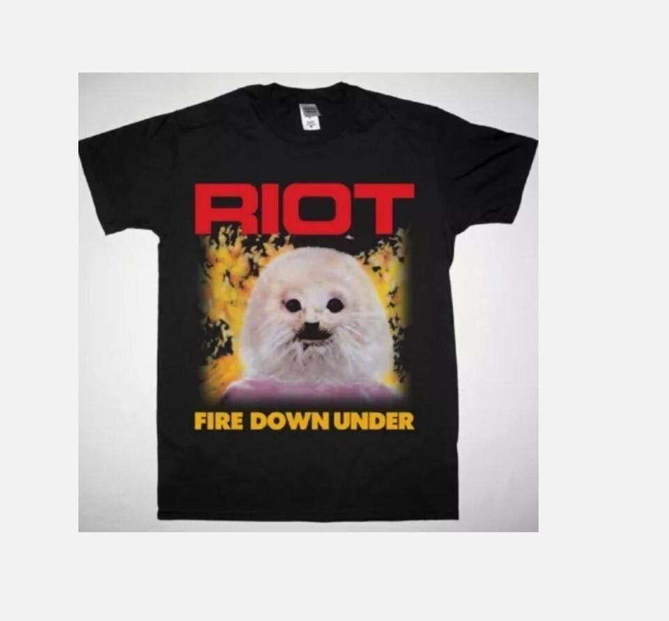 RIOT FIRE DOWN UNDER 1981 NEW BLACK T-SHIRT