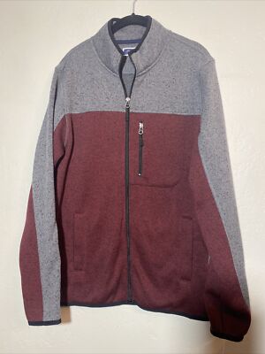 CLUB ROOM Sweater Full Zip Mens Size Small Burgundy Gray