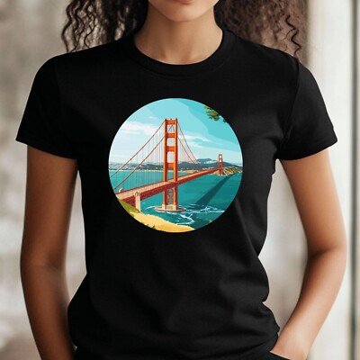 T-Shirt Frauen Golden Gate Bridge Motiv Baumwolle Größe XS bis 3XL