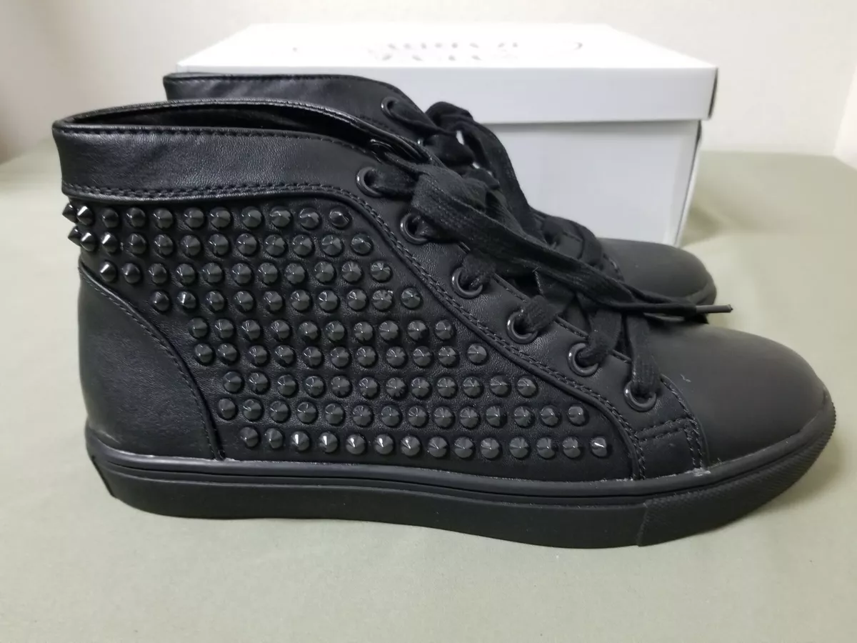 New Womens Steve Madden Levels Black Stud Fashion Sneakers