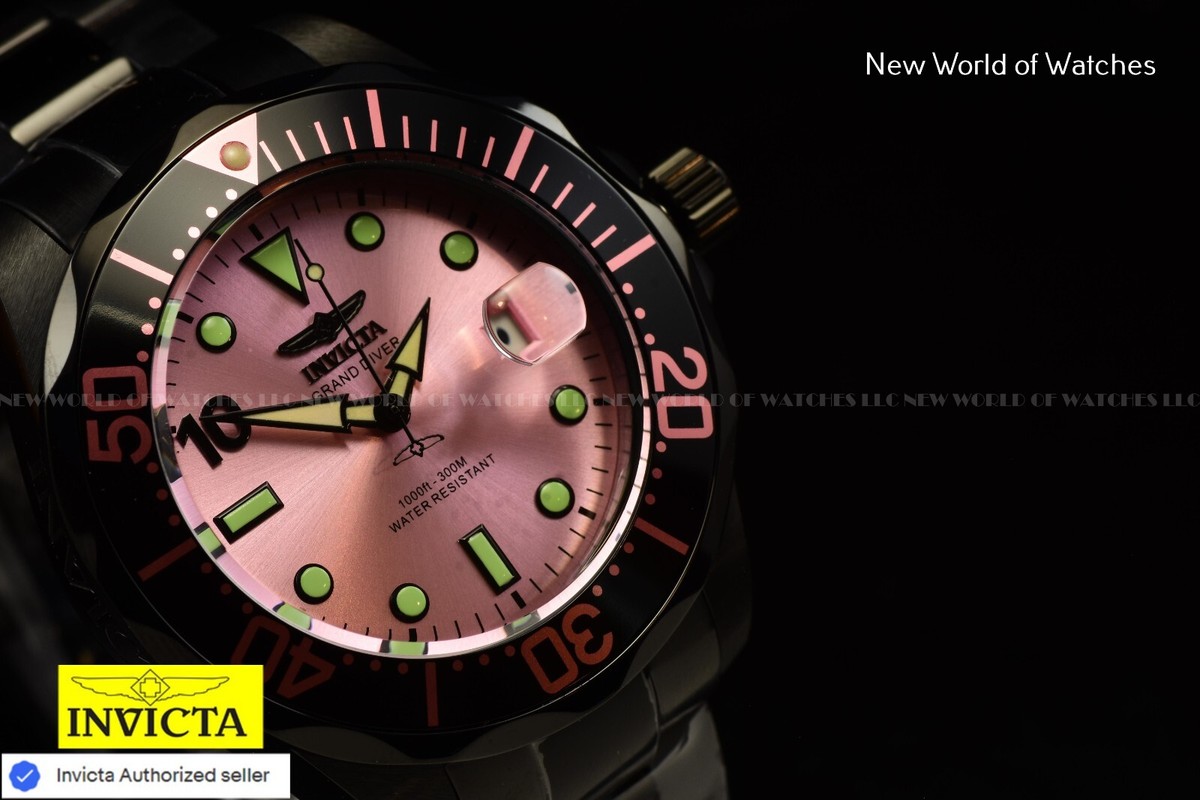 Invicta Grand Diver MIAMI Edition Pink Dial Automatic Black Men's