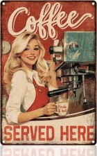 Coffee Bar Wall Decor Sign,Coffee Served Here Cafe Bar Wall Art, Vintage Metal T