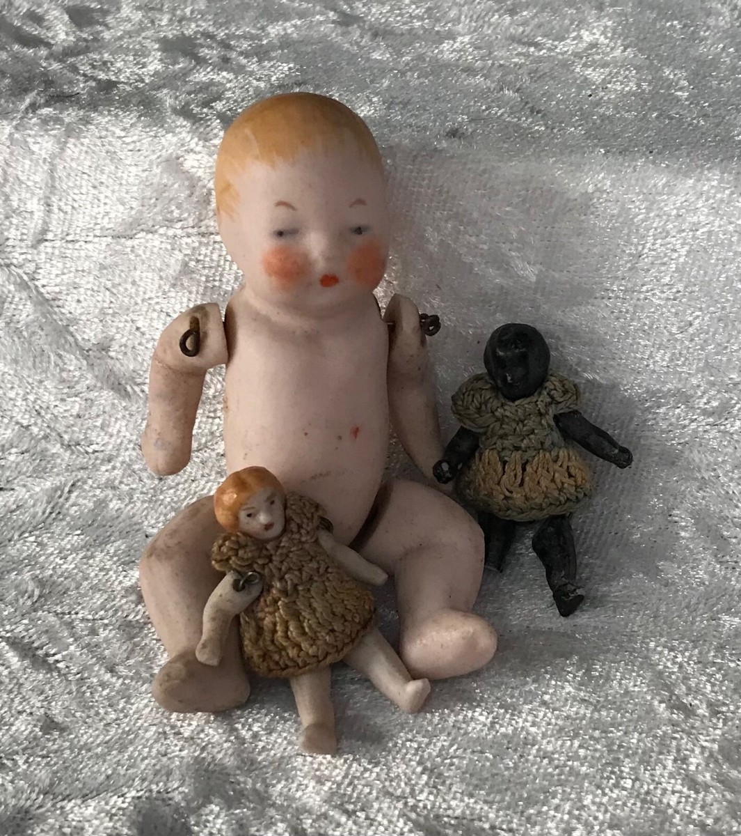 Antique Rare CARL HORN /HERT Miniature Jointed Bisque Dolls Plus Other