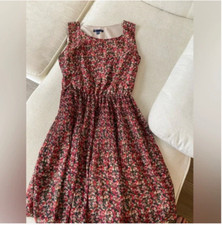Gap Pink Red Floral pleated mini dress size small