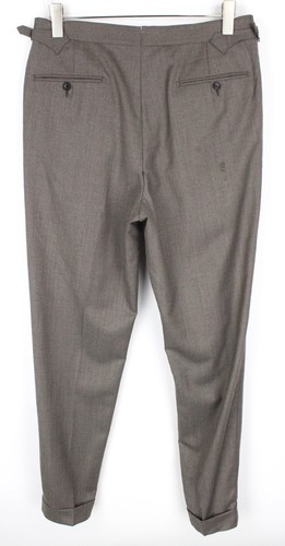 SUITSUPPLY Vigo Men Trousers UK40L Brown Pure Wool Classic Pleated Front - Picture 2 of 15