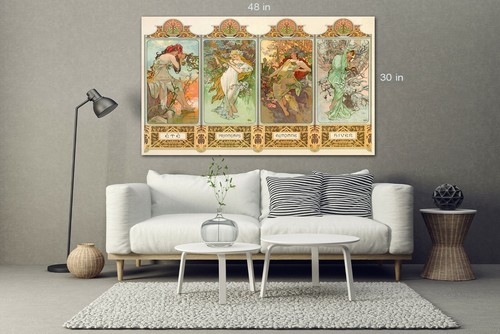 Alphonse Mucha The Four Seasons Canvas Wall Art Picture Print - Picture 5 of 7