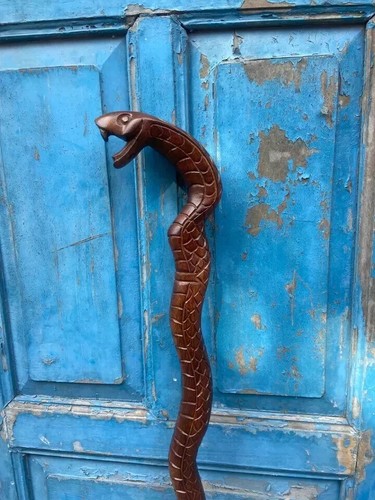 Solid Eva Adam Head snake Vintage Wooden Walking Stick Cane handmade Gift - Picture 2 of 6