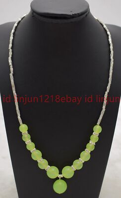 Natürliche schöne 6-12 mm Grün Peridot Runde Edelsteine Perlen Anhänger Halskette 16-24 Zoll