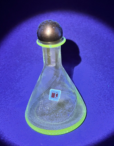 Bottiglie profumo vintage Murano Carlo Moretti vetro verde vorticoso firmato Italia brilla - Foto 19 di 23