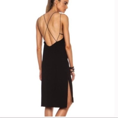 RAG & BONE Denton Strappy Low Back Midi Dress in Black Size XXS