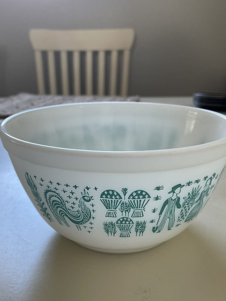 Vintage Pyrex 402 1 1/2 Quart Bowl Blue Amish People | eBay