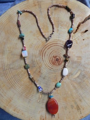 Multi-Stone & Voluta Shelll Heishi TREASURE Necklace 22.5