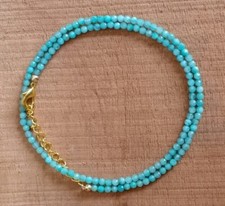 Top Quality Amazonite 3mm Faceted Round Beaded Necklace Gift For Girlfriend