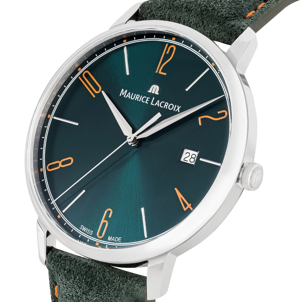 Maurice Lacroix Eliros Date GREEN Herren-Armbanduhr Lederband EL1118-SS001-620-5 - Bild 1 von 4