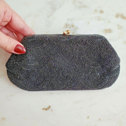 black beaded clutch purse