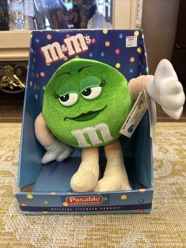 Grünes bewegliches Plüschtier der Marke M&M’s 15 Zoll groß Jahr 2000 im Karton - Bild 1 von 3