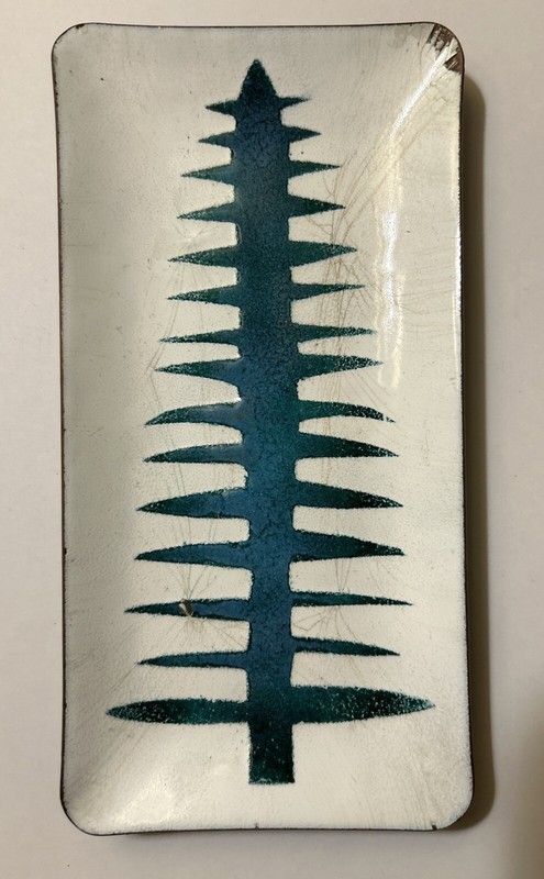 Maggie Howe Artist Signed Enamel Dish Tray Mid Century Modern Mexico
