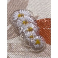 Daisy Flower Buttons Transparent Clear 4 Hole Baby To Adult Size Sewing Knitting