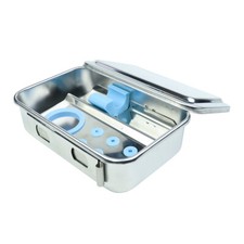 Dental Stainless Steel Sterilization Tray Box With Hole Cover Square Plate