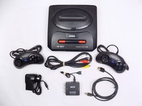 Sega Mega Drive II Megadrive 2 Console + HDMI Converter + 2x Controllers + Ca...