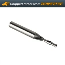 POWERTEC Solid Carbide Router Bit 1/4" Shank, Down Cut Spiral Bit with 1/8" Dia.