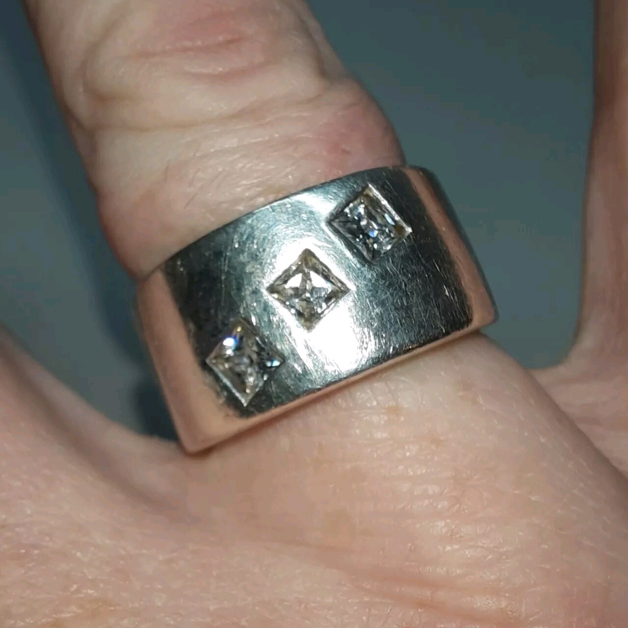 10K5 Beautiful Large Ring In Solid Silver 925 Zir… - image 1