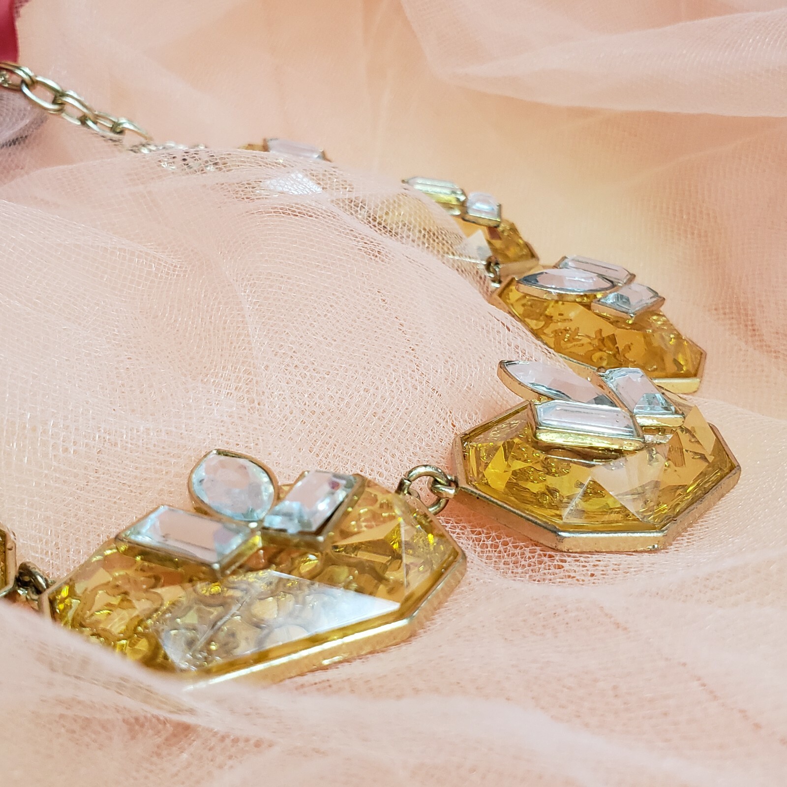 GOLD TONE RHINESTONE CHOKER STATEMENT COLLAR NECKLACE Trendy Insta BIB