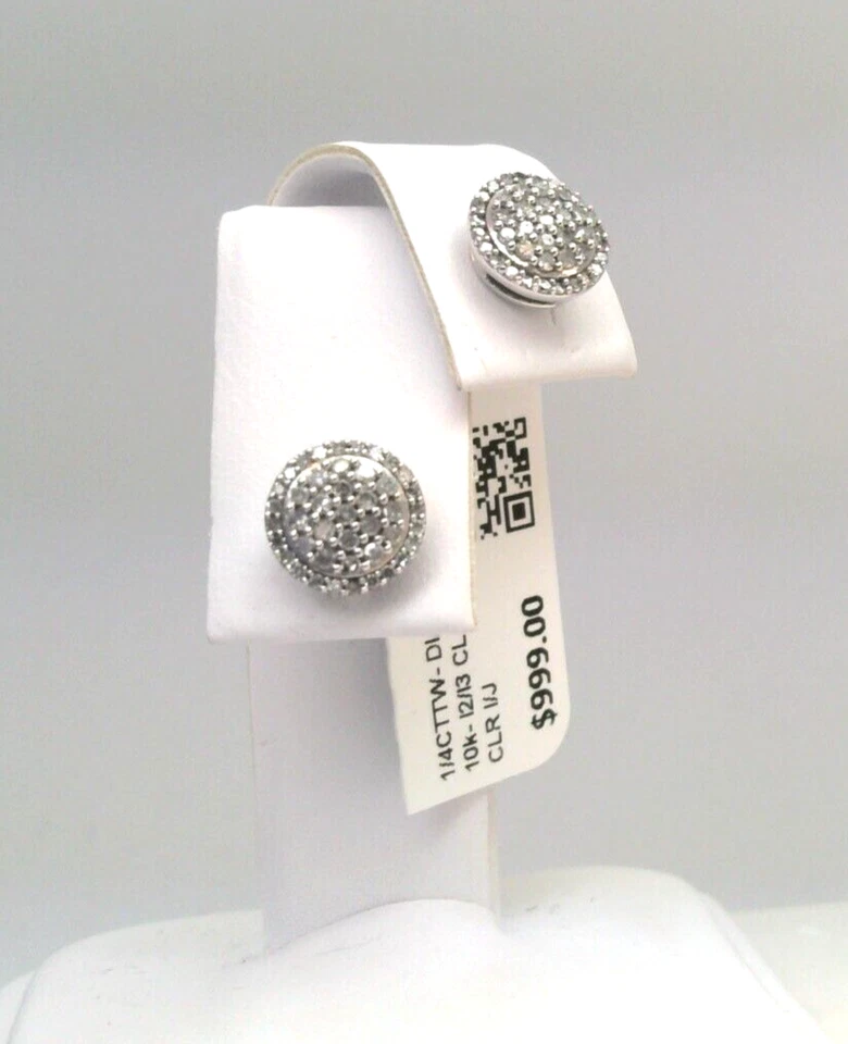 $1000-10k белое золото сертифицированный добытый бриллиант кластер PAVE серьги-гвоздики новый WTAG - Изображение 4 из 4