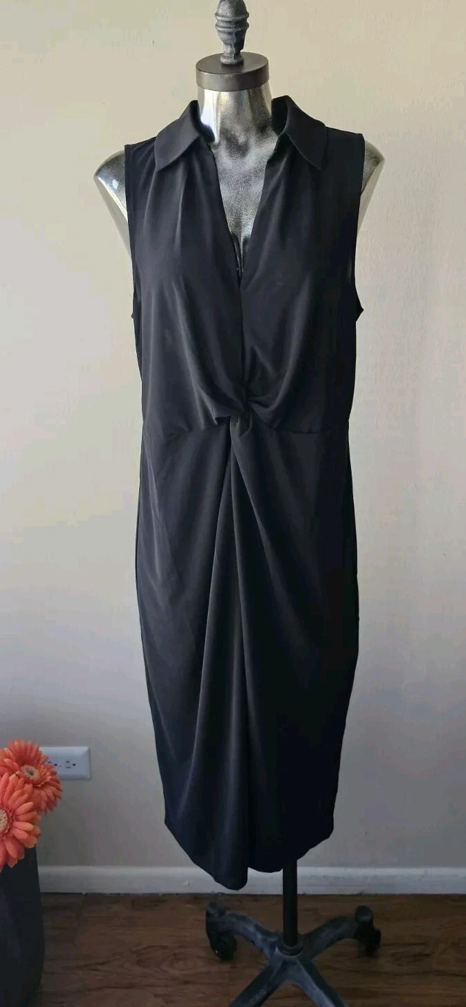 Abito donna Michael Kors nuovo con etichetta increspato senza maniche nero taglia large.