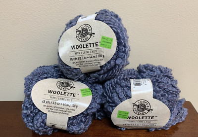 New Lot of 3 Loops & Threads Woolette Yarn 48 Yards  Blue # 9  Same Dye