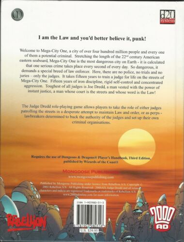 Judge Dredd - 2000AD RPG Core Rules Hardcover D20 Mongoose Publishing *FS - Picture 2 of 9