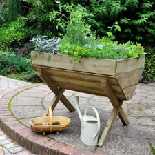 Image of Garden Trough Planter Raised Sturdy Wooden High Level Kitchen