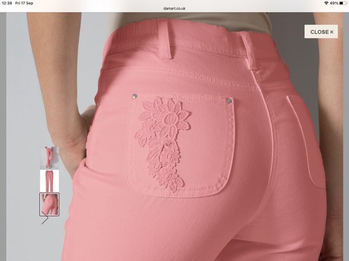UK 16 L29"🦵 Damart Crochet 🧶Detail dusky rose 🌹Jeans 👖 NW🏷 - Picture 4 of 8