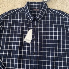 Roundtree Yorke Shirt Mens Sz XXL Portuguese Flannel Blue Check 100 Cotton NEW
