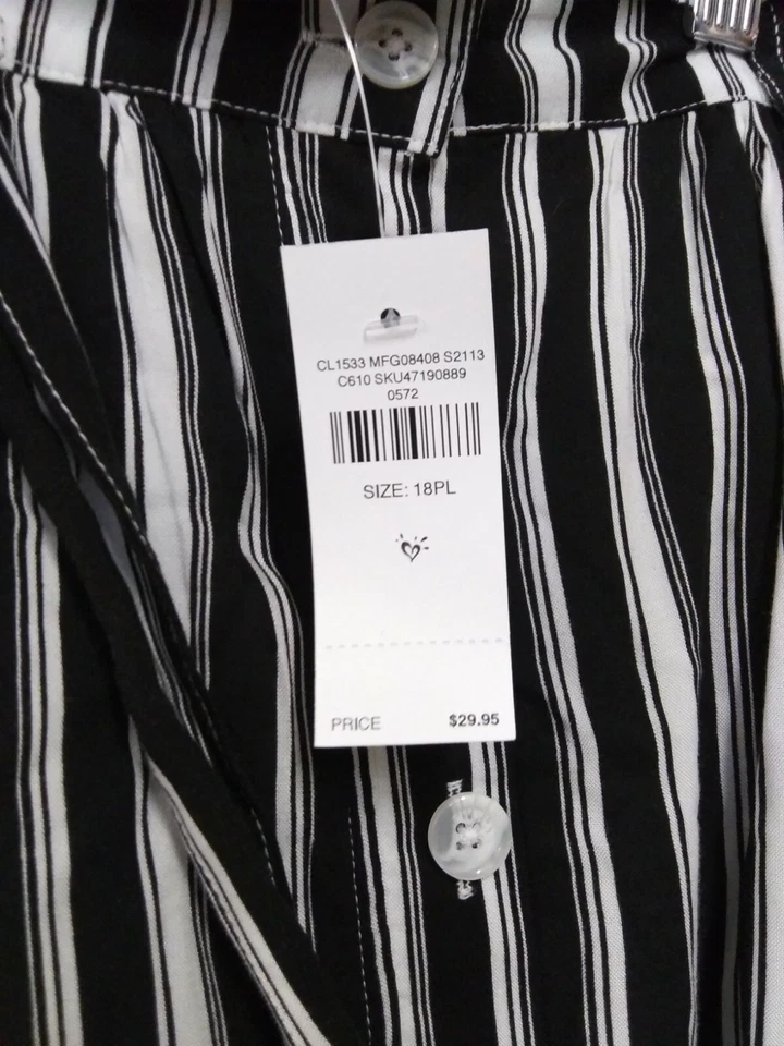 Falda Justice Girls Rayas Blancas y Negras Talla 18 Cinturón Desmontable Be Con Etiquetas Foto 4 de 4