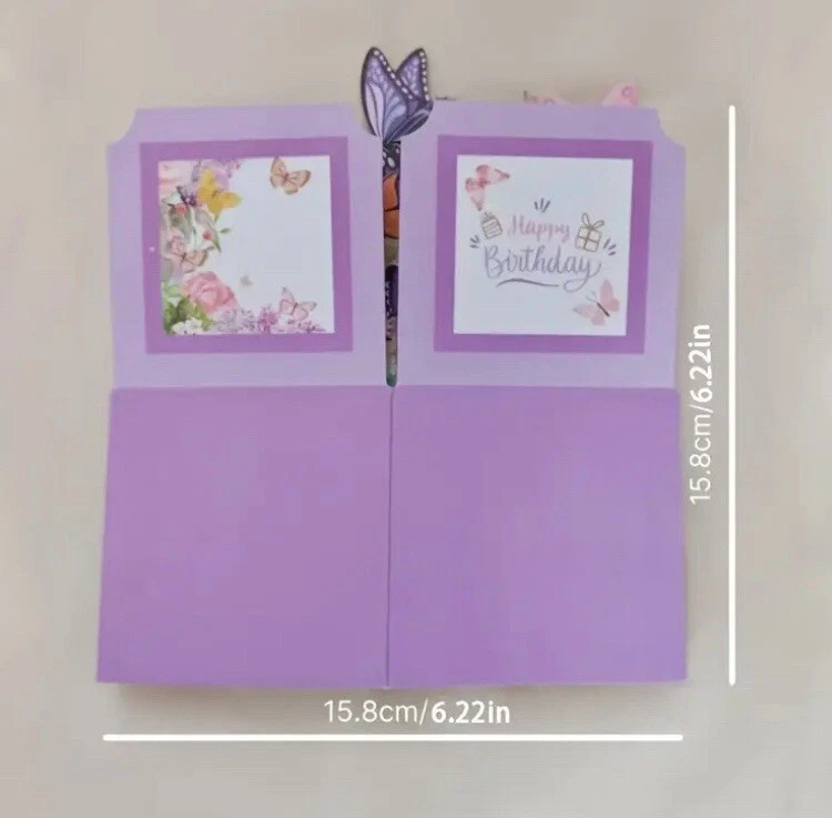3D Pop Up Flower Birthday card, Butterfly Bouquet happy birthday card - Image 2 of 4
