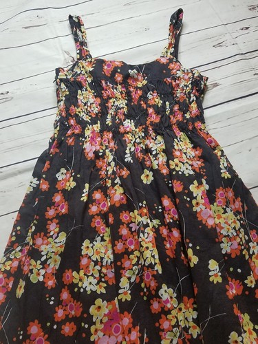 Gap Womens Black Floral Dress Size XS Empire Waist Cotton Above Knee Length - Picture 5 of 6