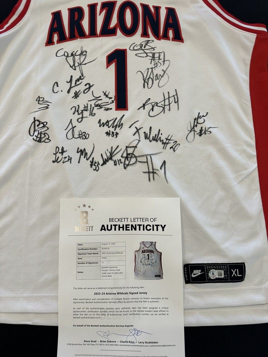 Arizona Wildcats Basketball Team Signed Jersey 2023-24